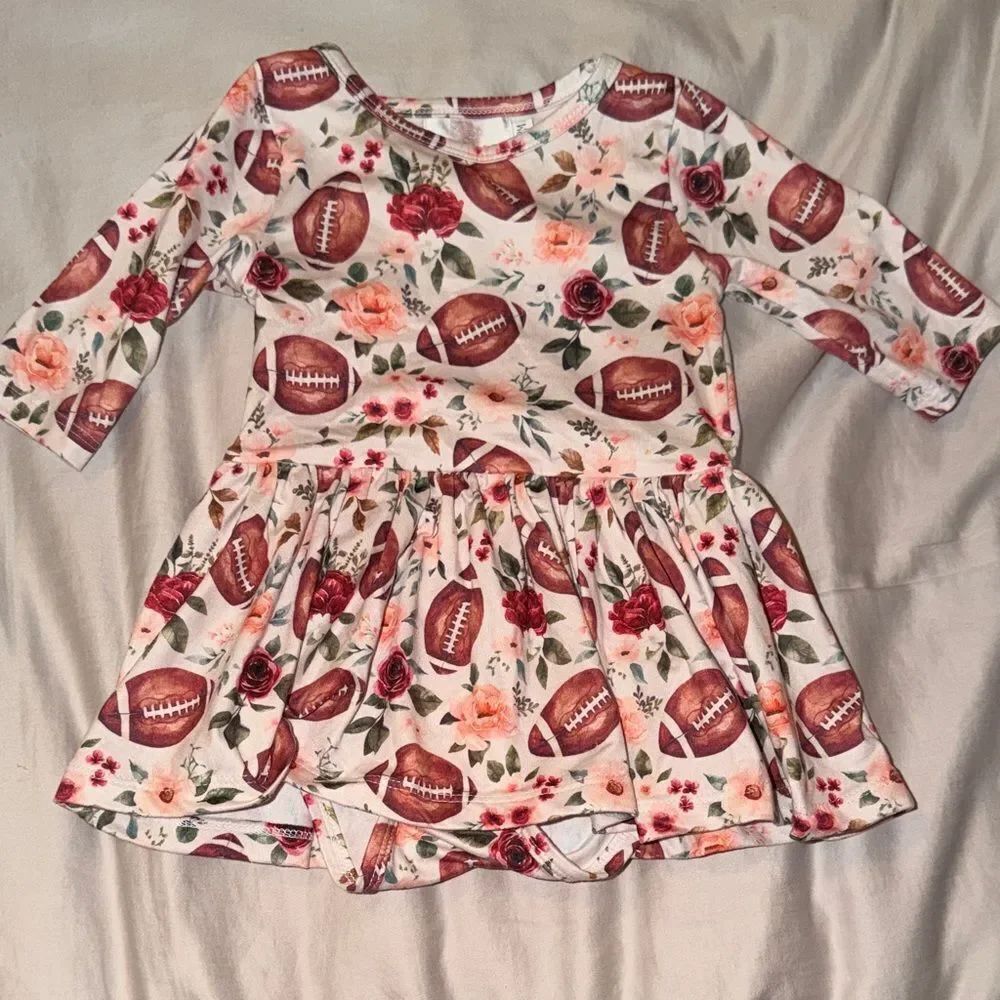 Charming Kids Dress with Football and Floral Design